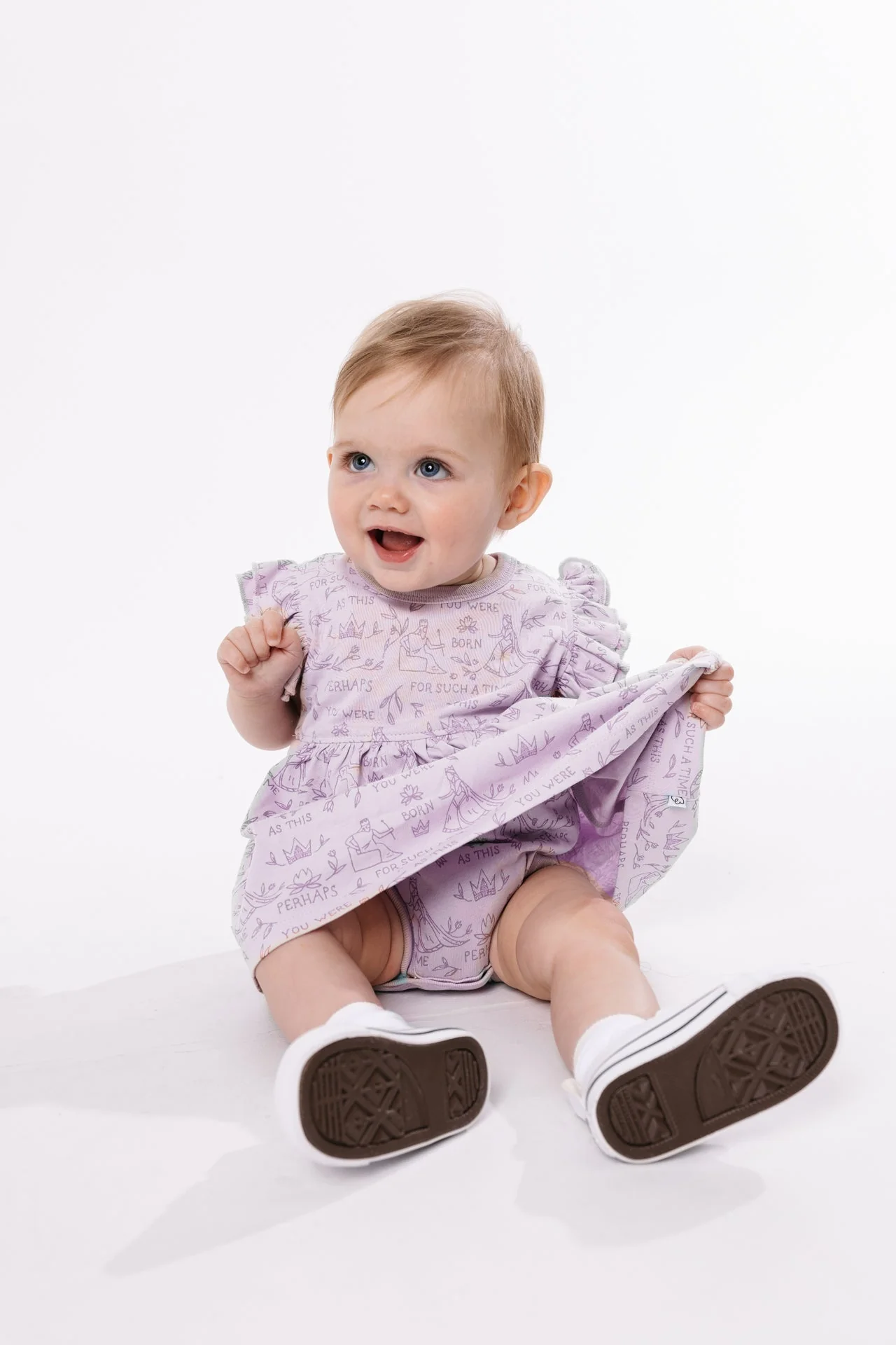 Queen Esther Lavender Short Sleeve Twirl Dress Bodysuit Cotton - Image 3