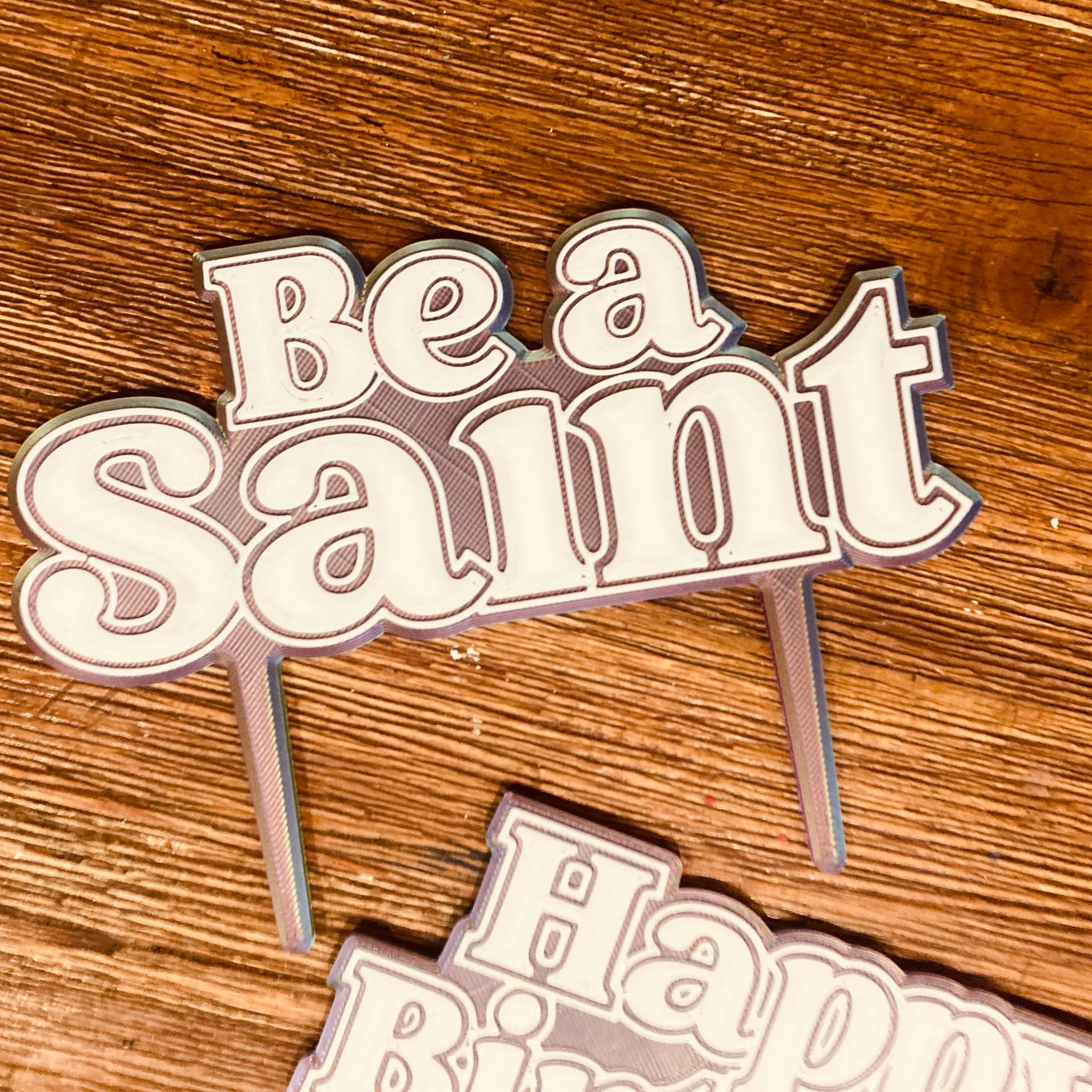 Reusable 3D Cake Toppers — Happy Birthday & Be a Saint - Image 4