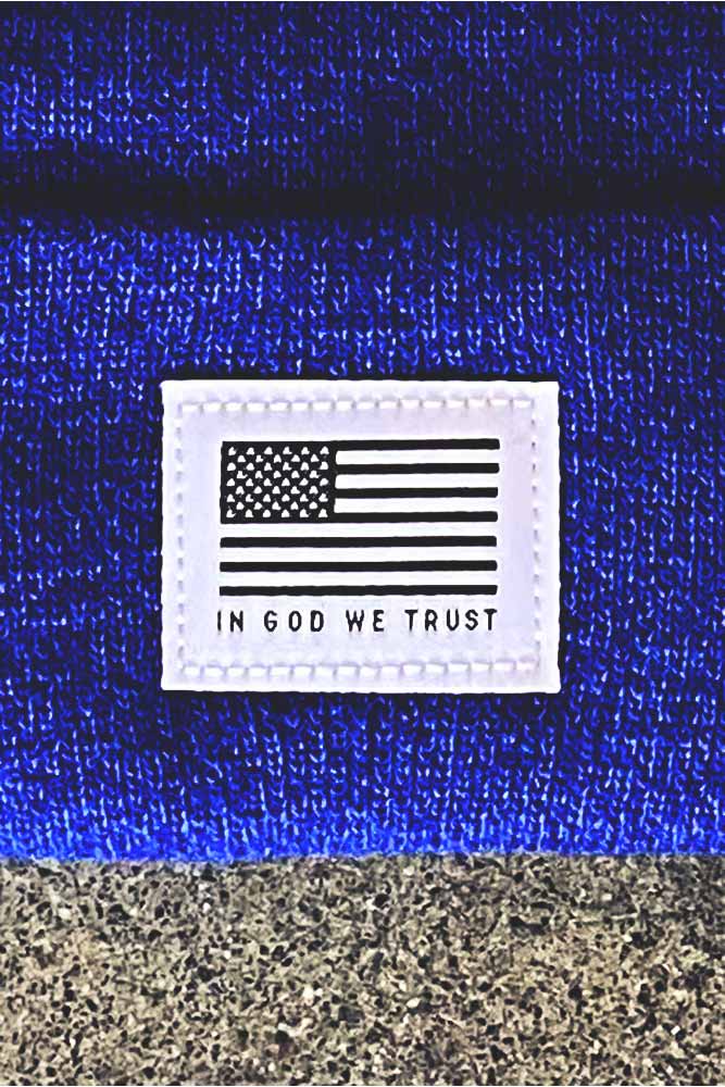Royal Blue God We Trust Beanie - Image 2