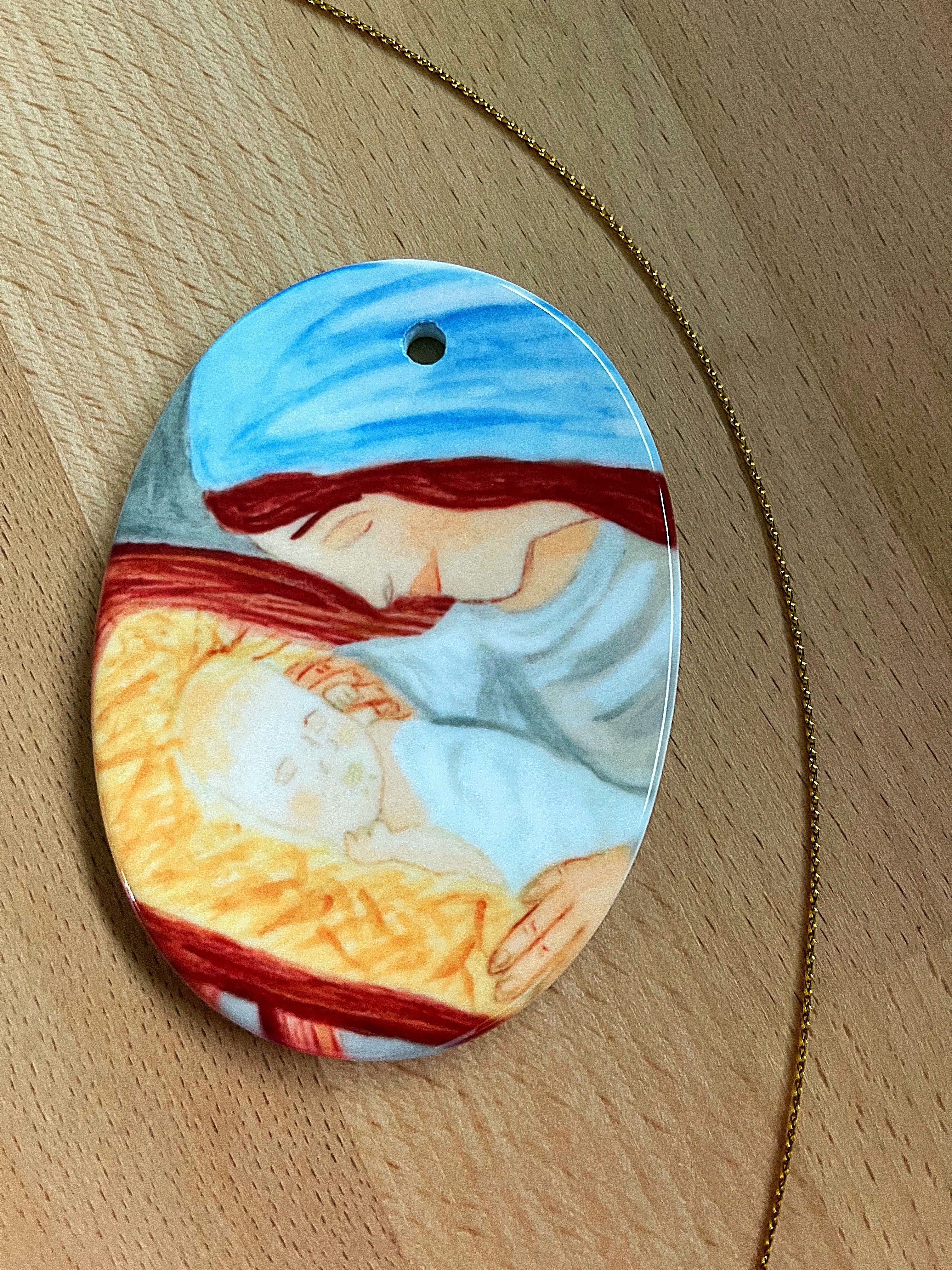 Saint Joseph and Jesus Ceramic Ornament - Image 8