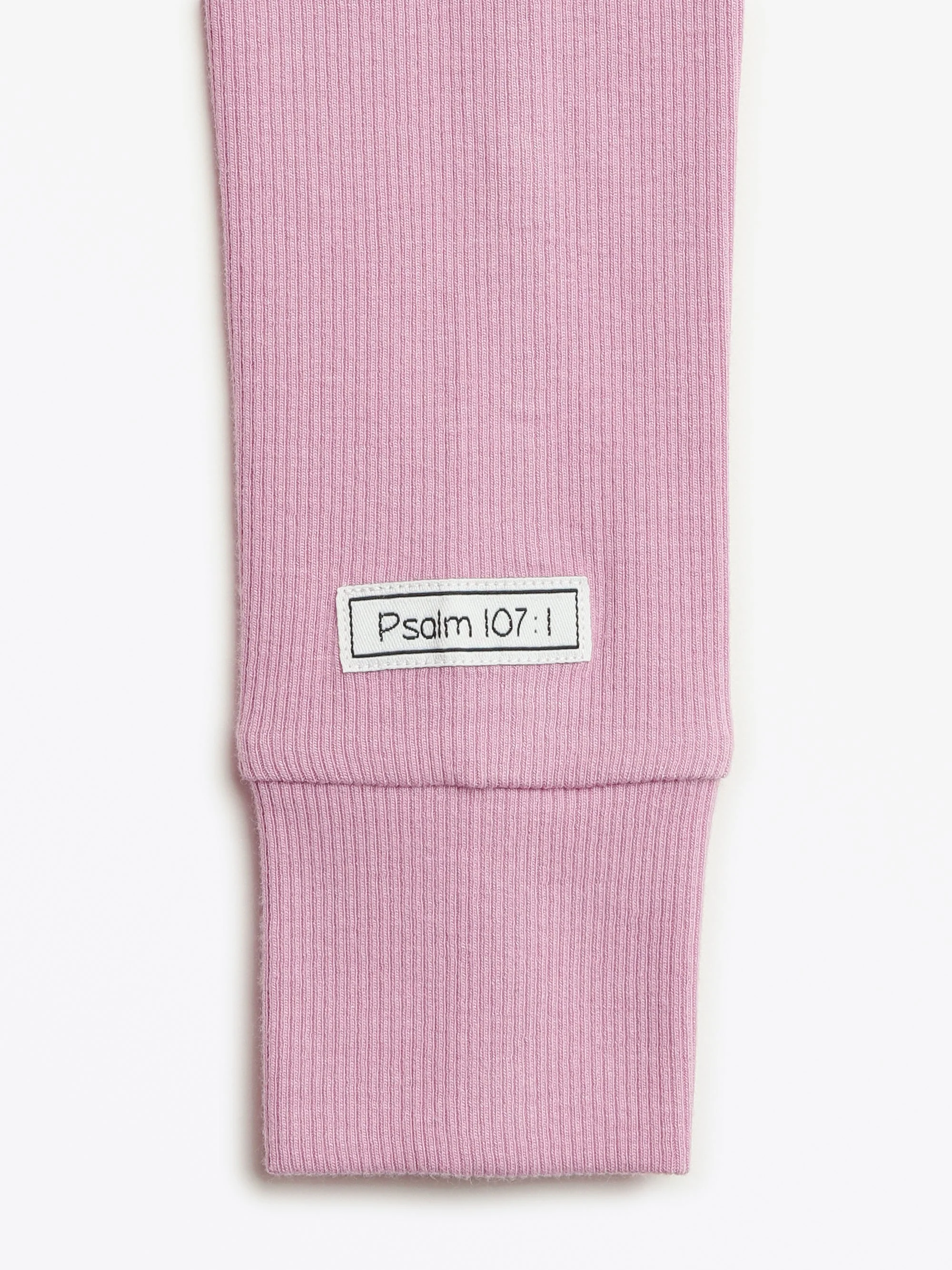 Solid Mauve PJ Long Sleeve Set Ribbed Cotton-Bamboo Blend - Image 4