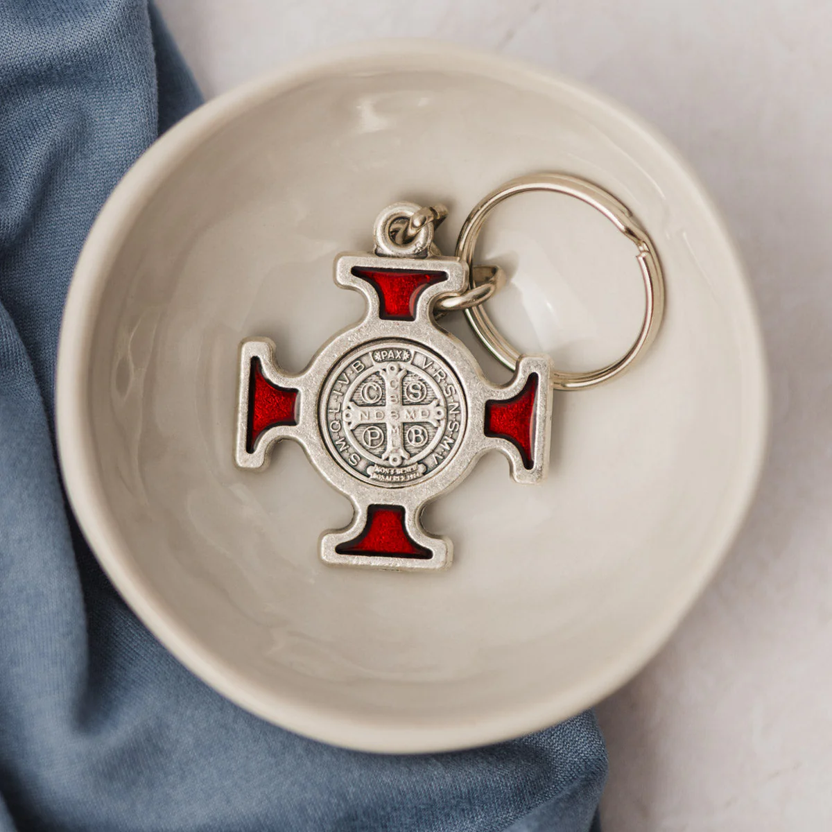 St. Benedict Keychain in Blue or Red - Image 4
