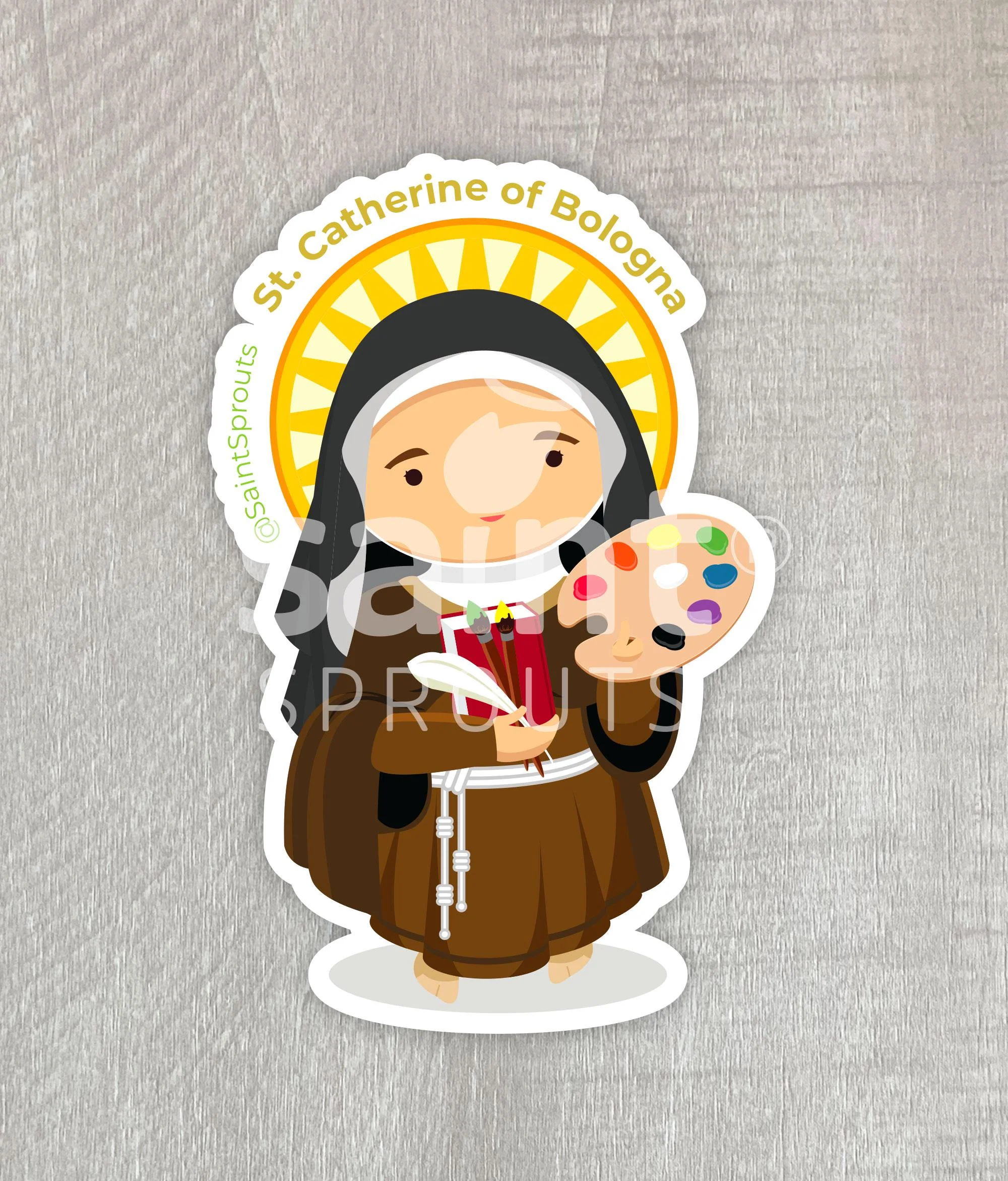 St. Catherine of Bologna Catholic Sticker – Patron Saint for Artists & Creatives - Image 4