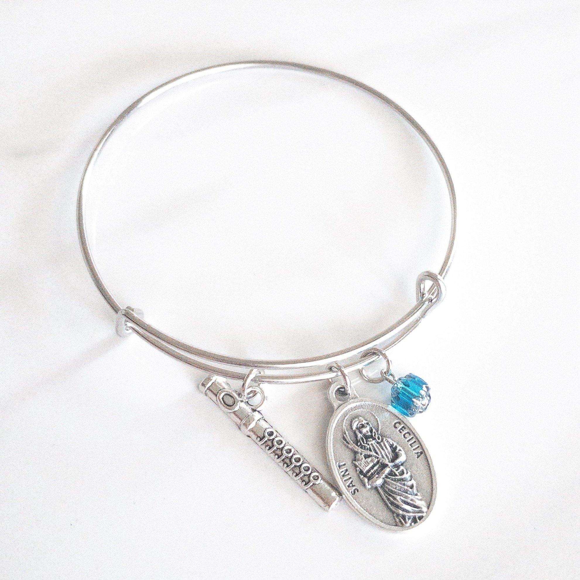 St Cecilia and Flute Bangle Bracelet