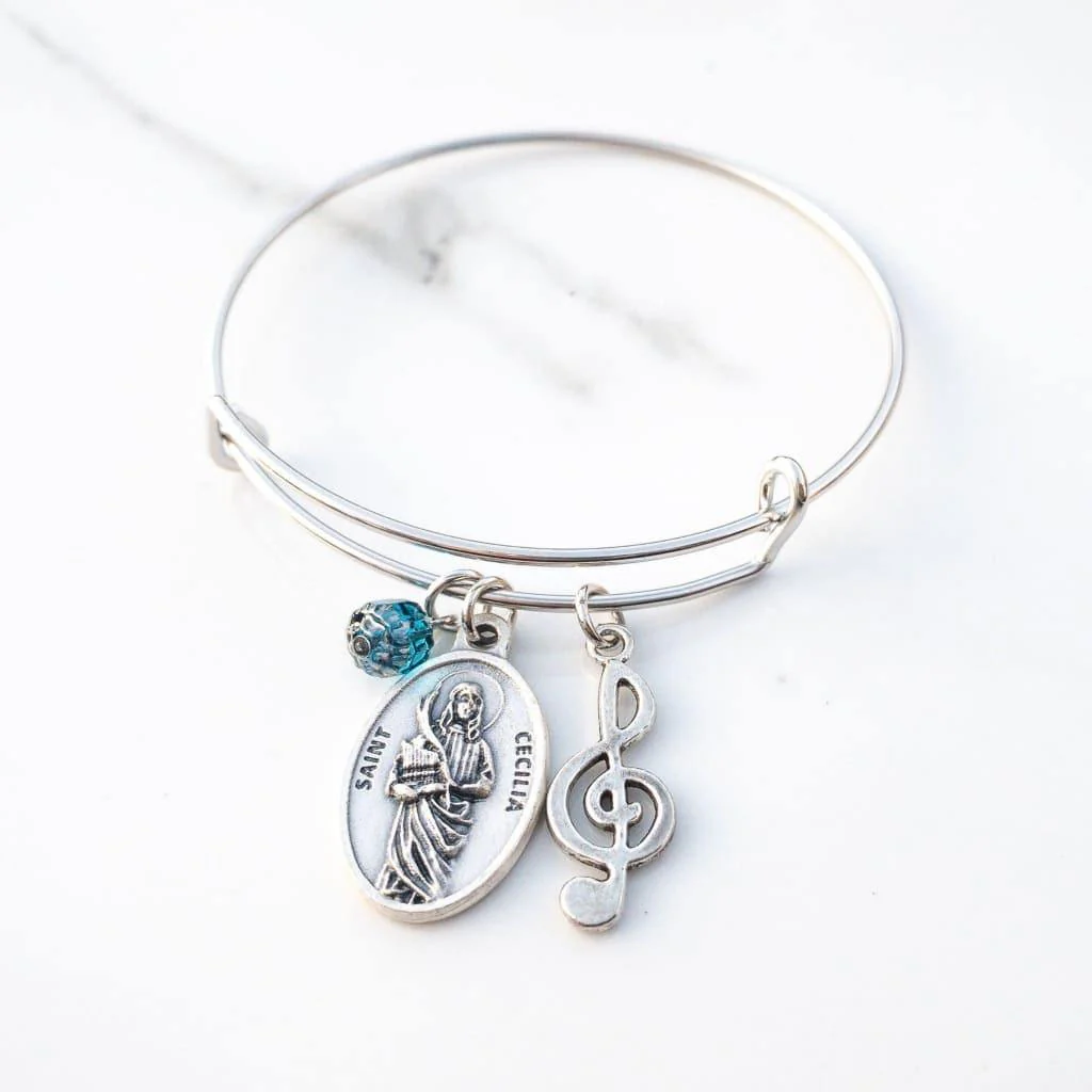 St Cecilia Patron Saint of Musicians Bangle Bracelet