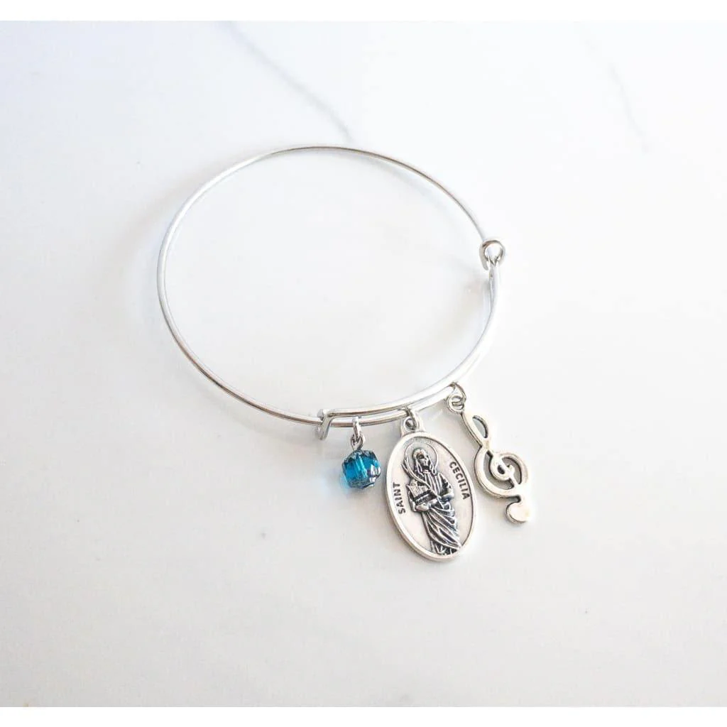 St Cecilia Patron Saint of Musicians Bangle Bracelet - Image 2