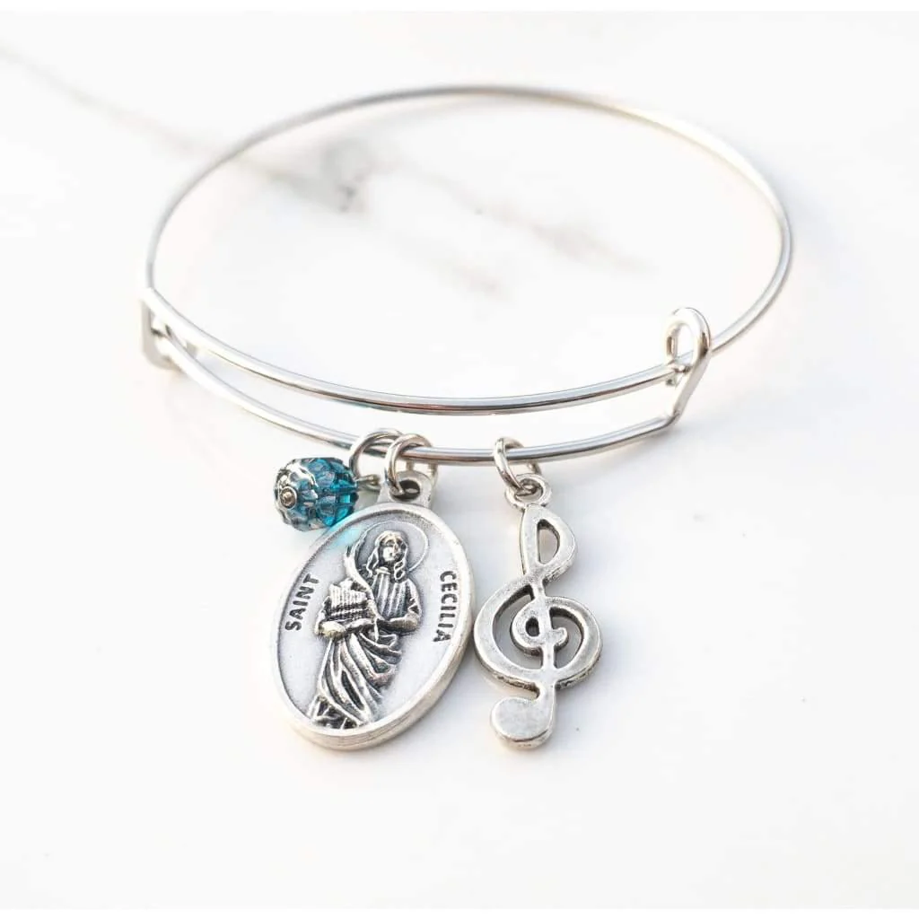 St Cecilia Patron Saint of Musicians Bangle Bracelet - Image 3