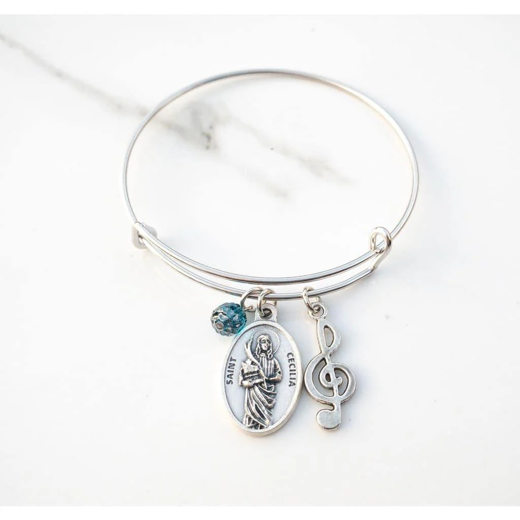 St Cecilia Patron Saint of Musicians Bangle Bracelet - Image 4