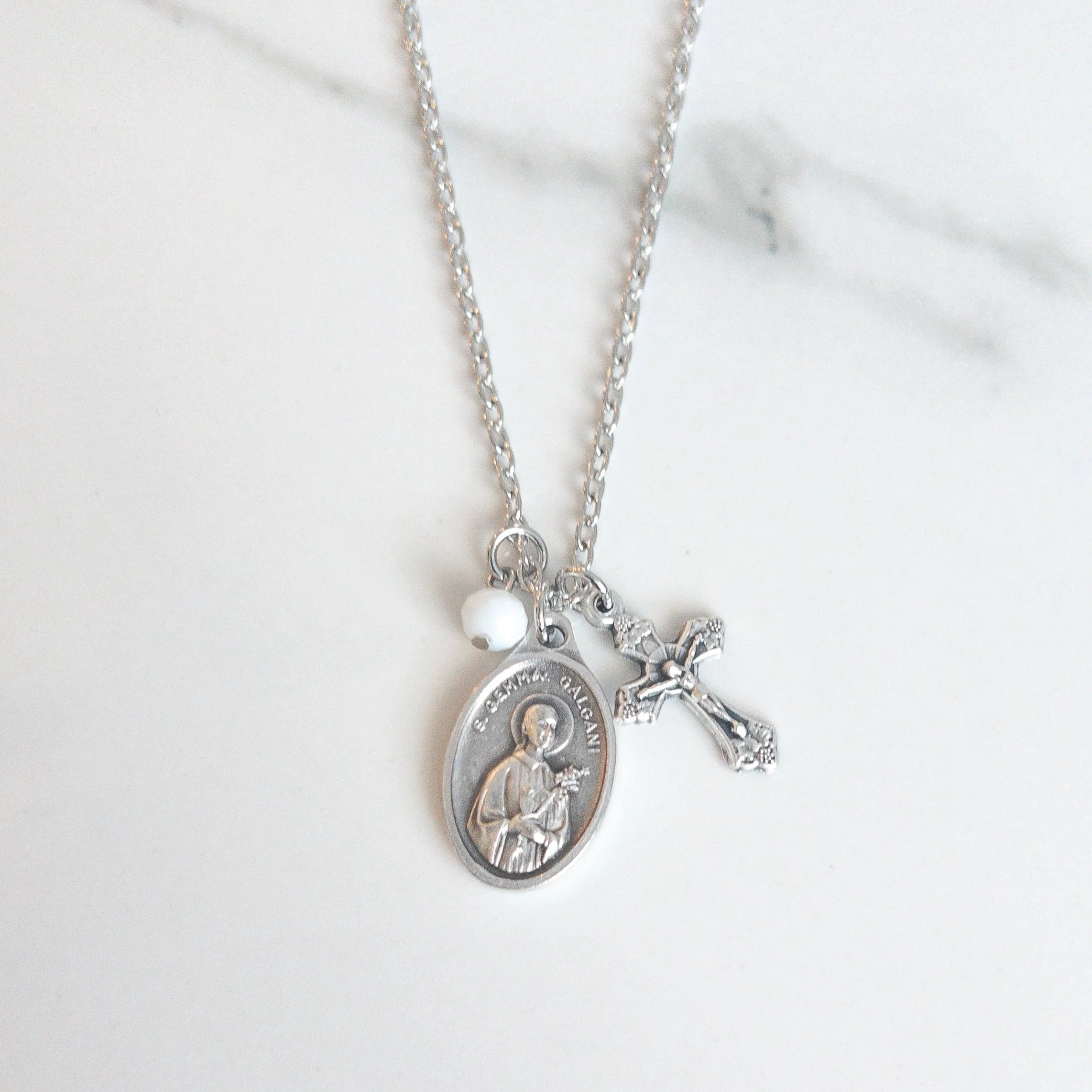 St Gemma Galgani Crucifix Necklace