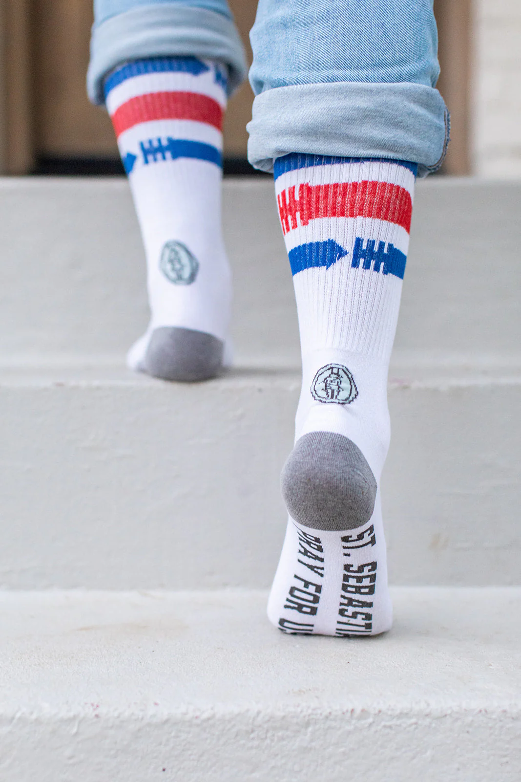 St. Sebastian - Patron of Athletes Adult Socks - Image 5