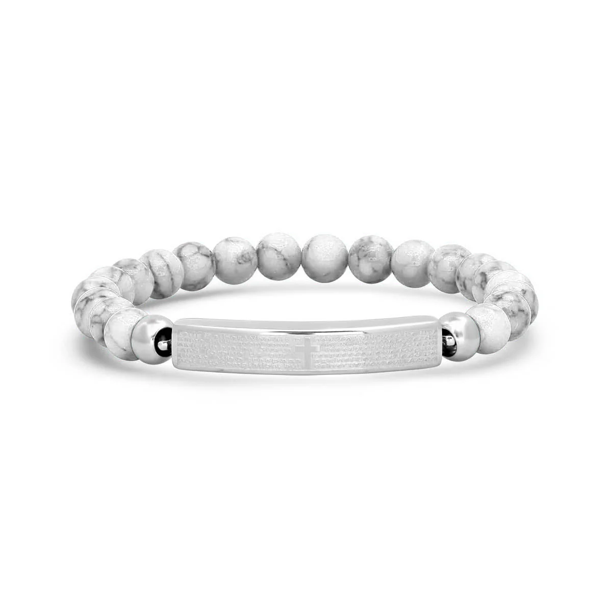 Stainless Steel Beaded Our Father English Prayer Id Drawstring Bracelet