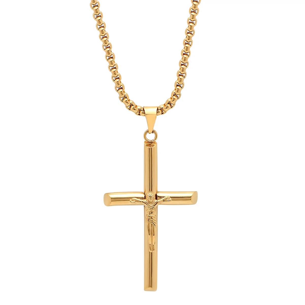 Stainless Steel Crucifix Tube Pendant