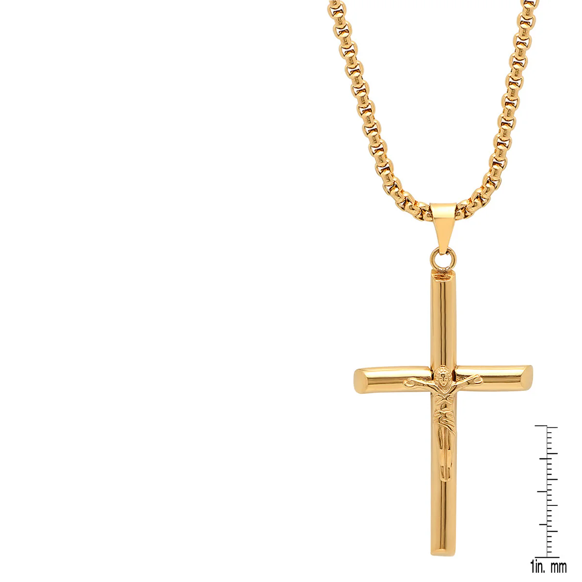 Stainless Steel Crucifix Tube Pendant - Image 3