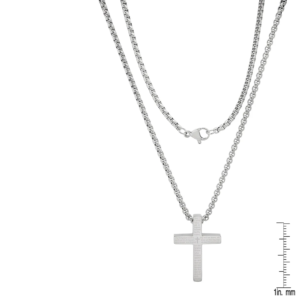 Stainless Steel Lord'S Prayer Small Square Cross Pendant - Image 3
