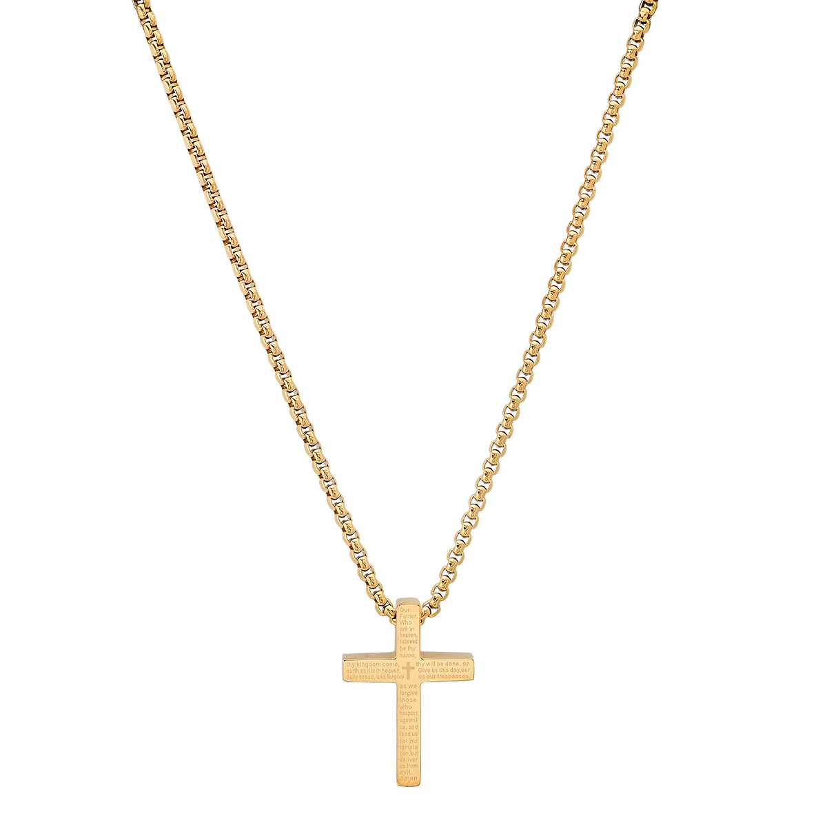 Stainless Steel Lord'S Prayer Small Square Cross Pendant - Image 4