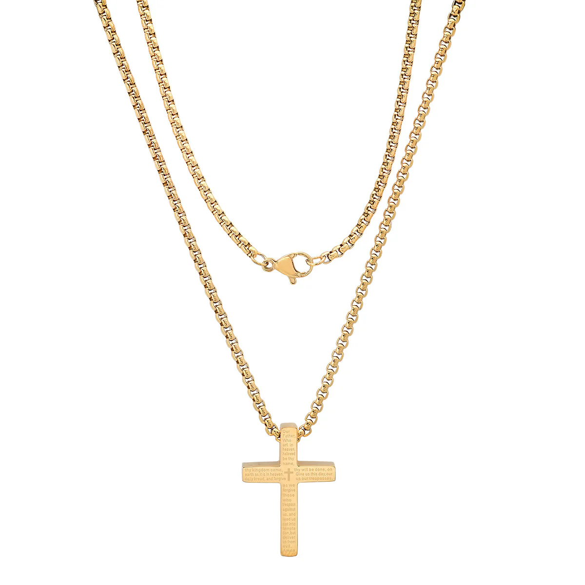 Stainless Steel Lord'S Prayer Small Square Cross Pendant - Image 5