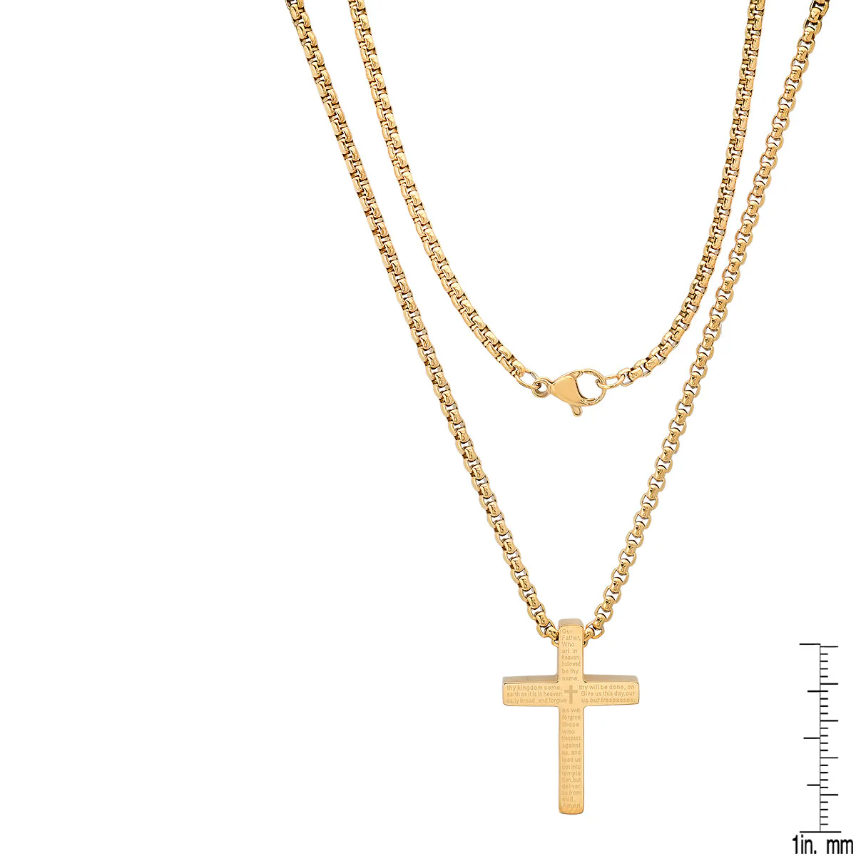 Stainless Steel Lord'S Prayer Small Square Cross Pendant - Image 6