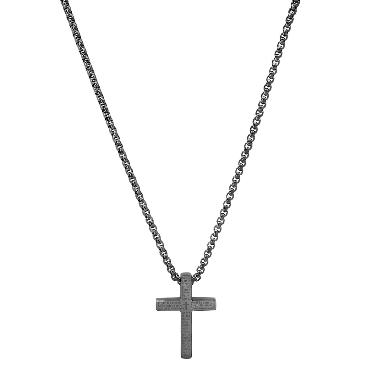 Stainless Steel Lord'S Prayer Small Square Cross Pendant - Image 7