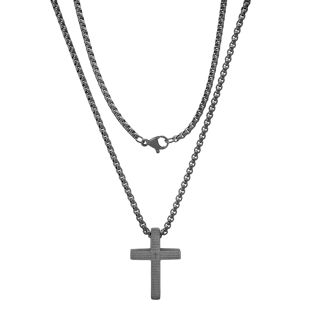 Stainless Steel Lord'S Prayer Small Square Cross Pendant - Image 8
