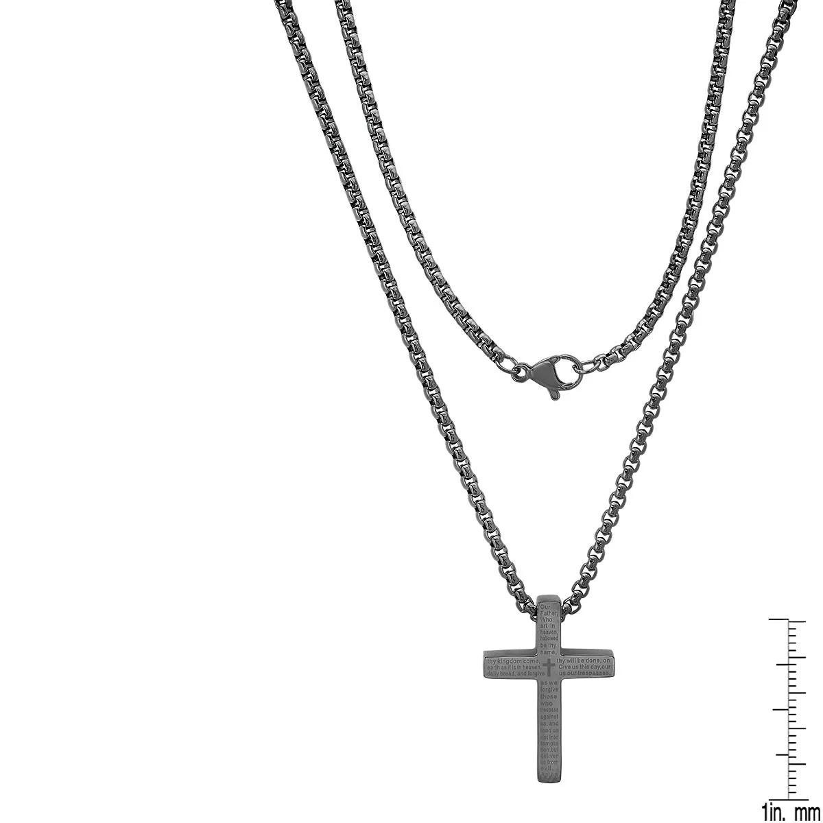 Stainless Steel Lord'S Prayer Small Square Cross Pendant - Image 9