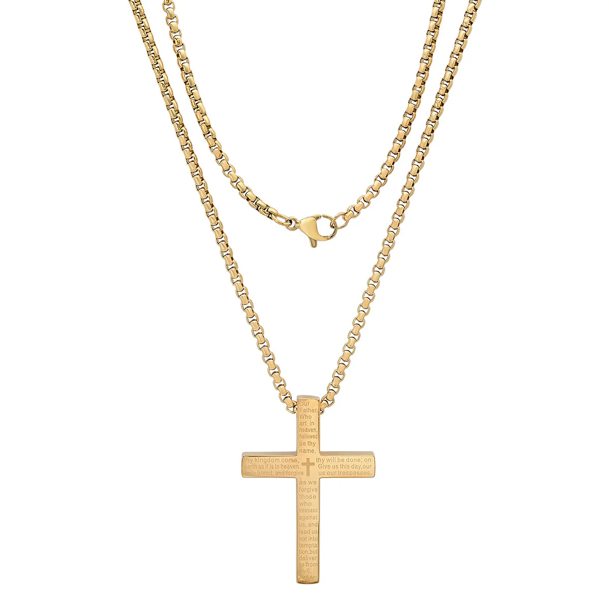 Stainless Steel Lord'S Prayer Square Cross Pendant - Image 5