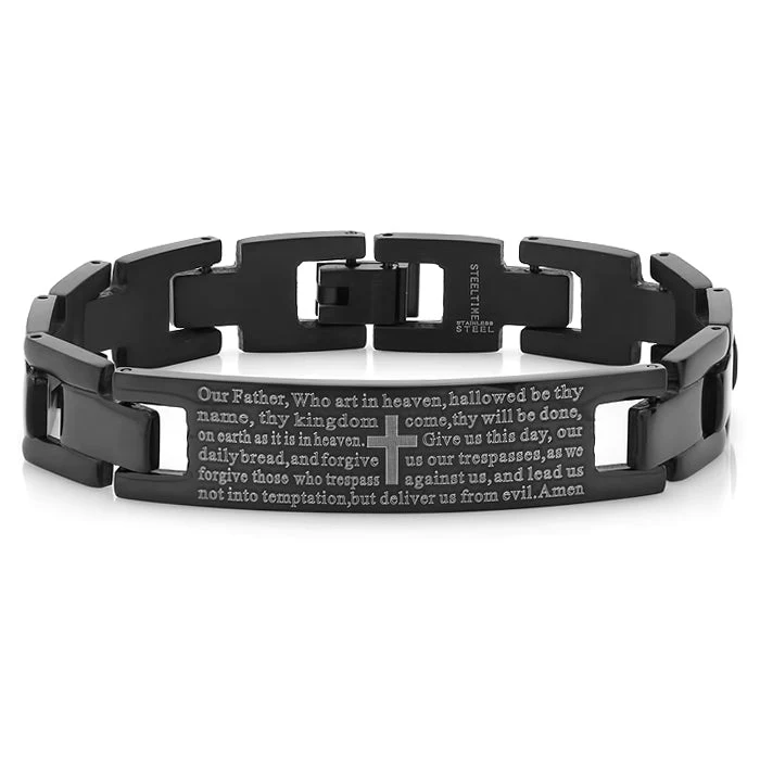Stainless Steel Our Father Prayer Link Bracelet - Image 3