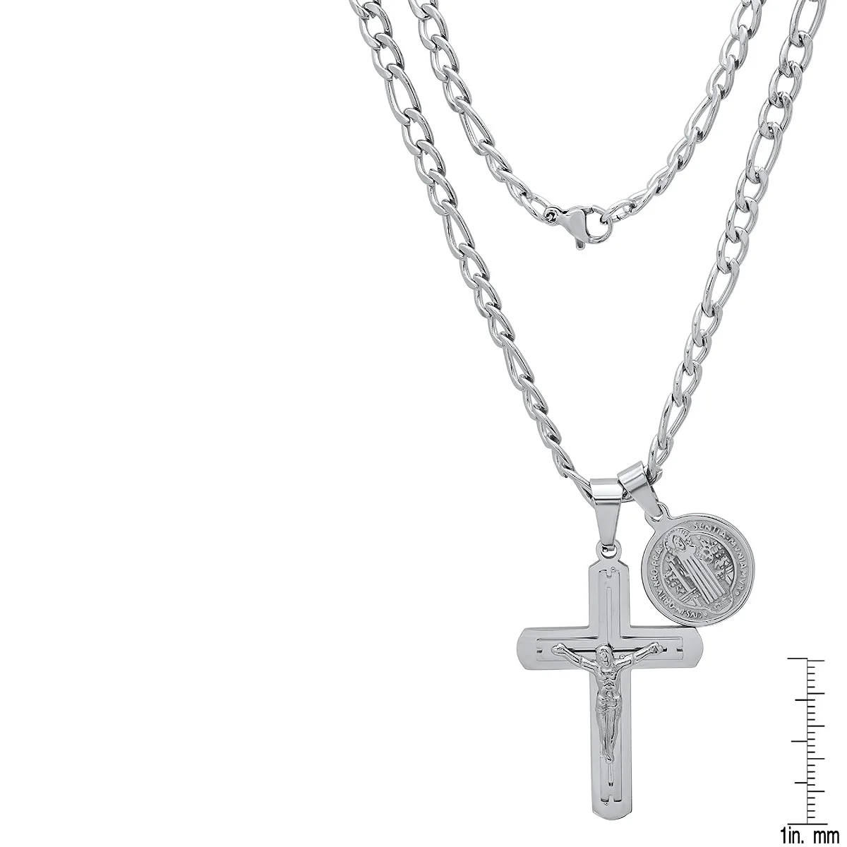 Stainless Steel St. Benedict & Crucifix Pendants - Image 3
