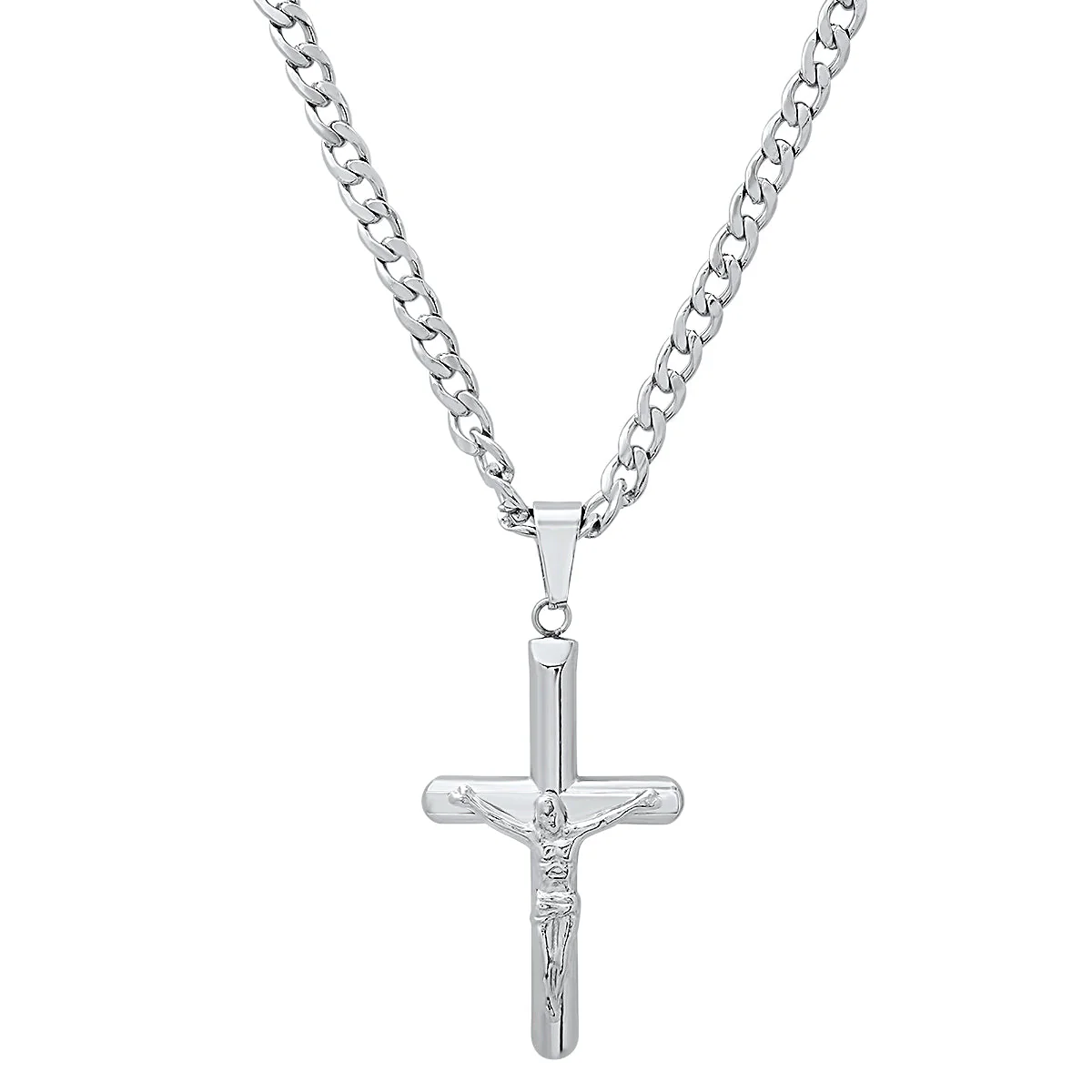 Stainless Steel Tube Crucifix Pendant
