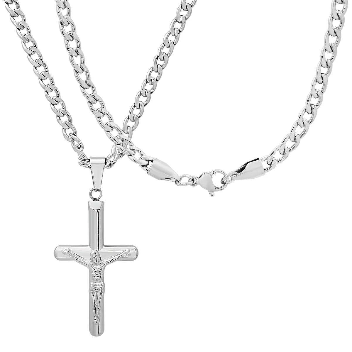 Stainless Steel Tube Crucifix Pendant - Image 2