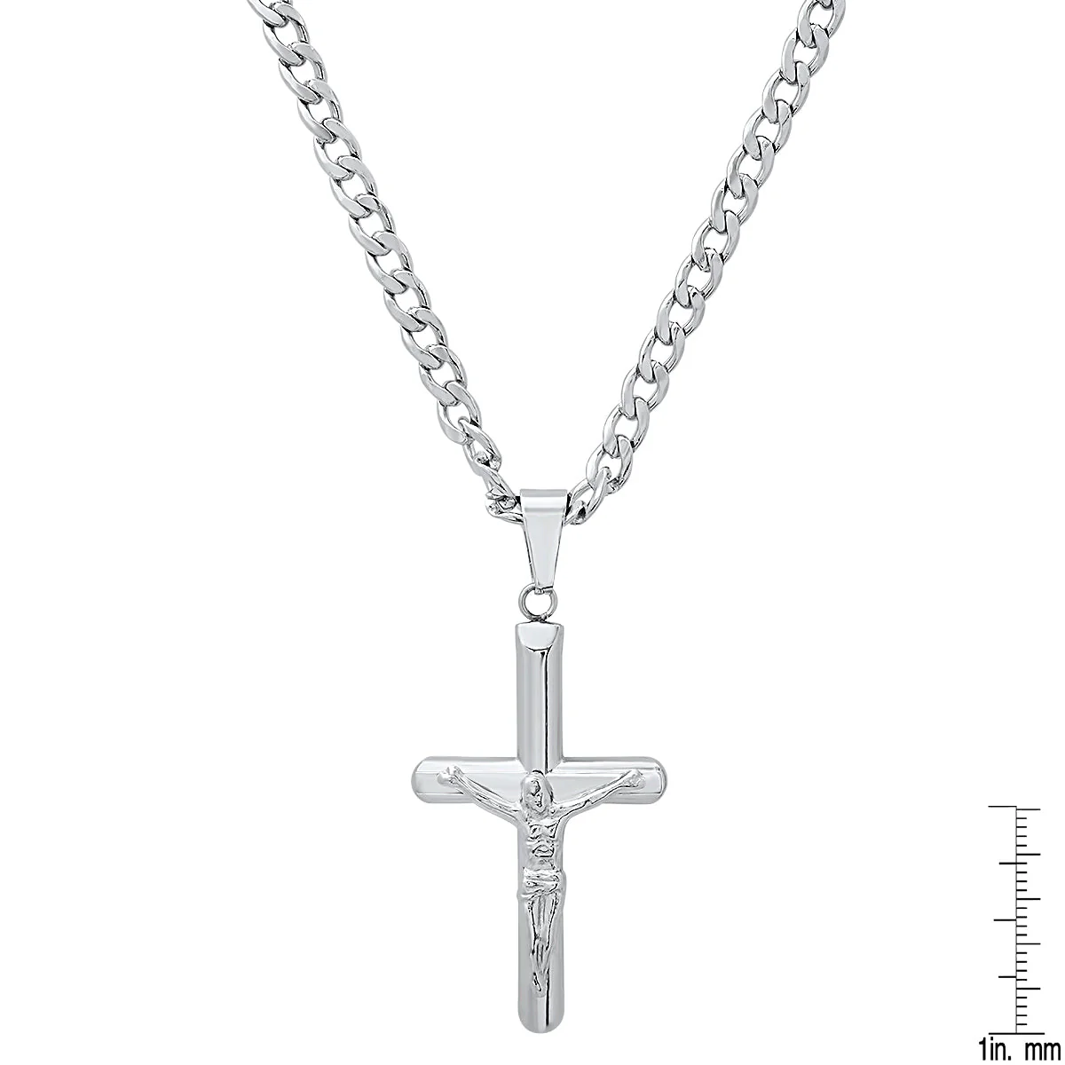 Stainless Steel Tube Crucifix Pendant - Image 3
