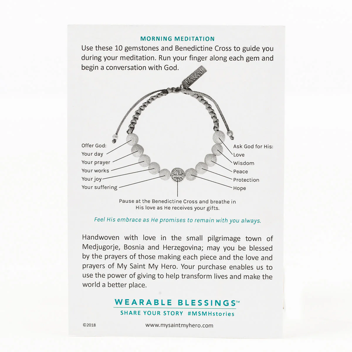 Wake Up and Pray Meditation Bracelet - White Howlite - Image 4