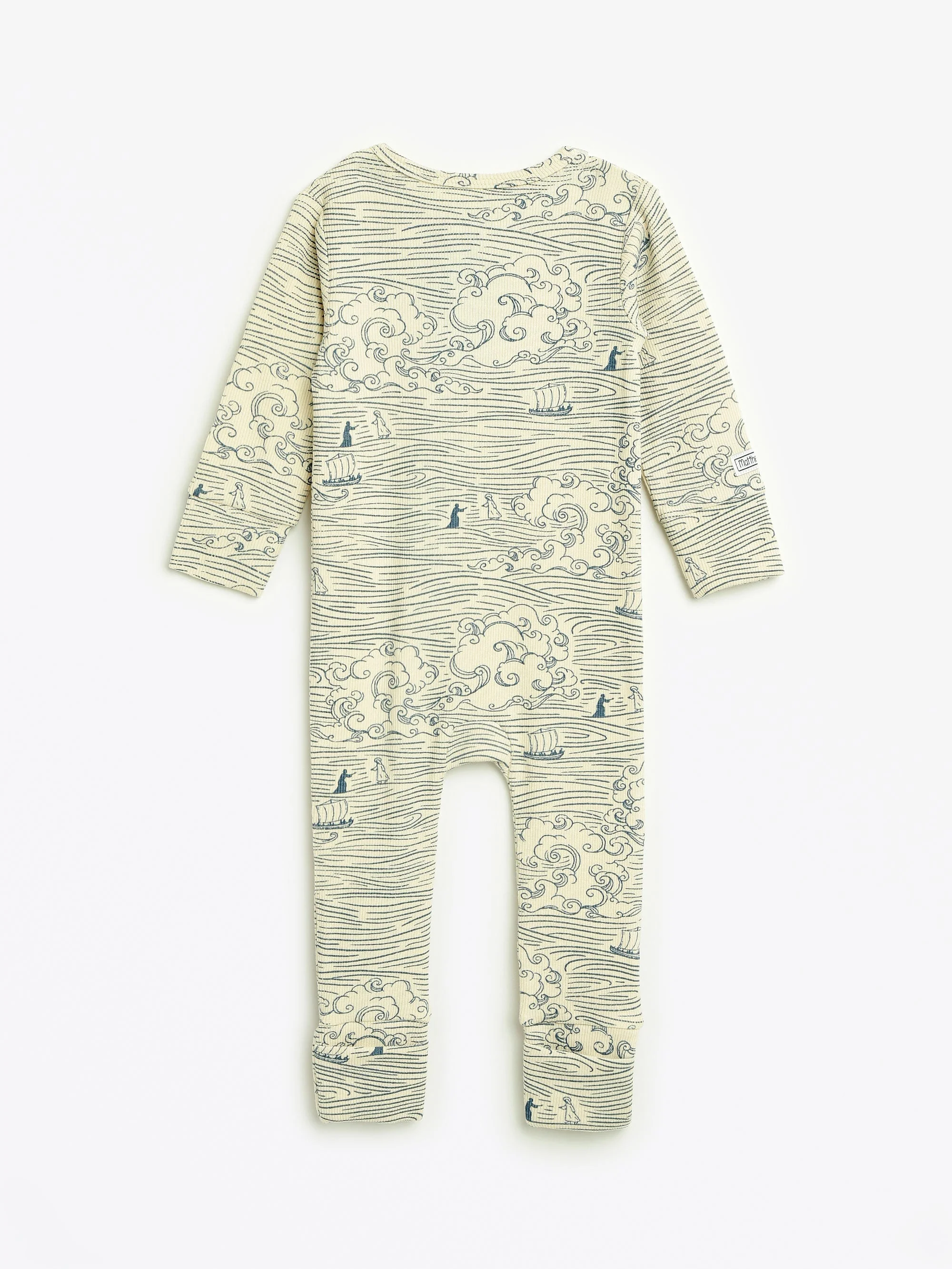 Walking on Water PJ Footless Onesie Ribbed Cotton-Bamboo Blend - Image 3