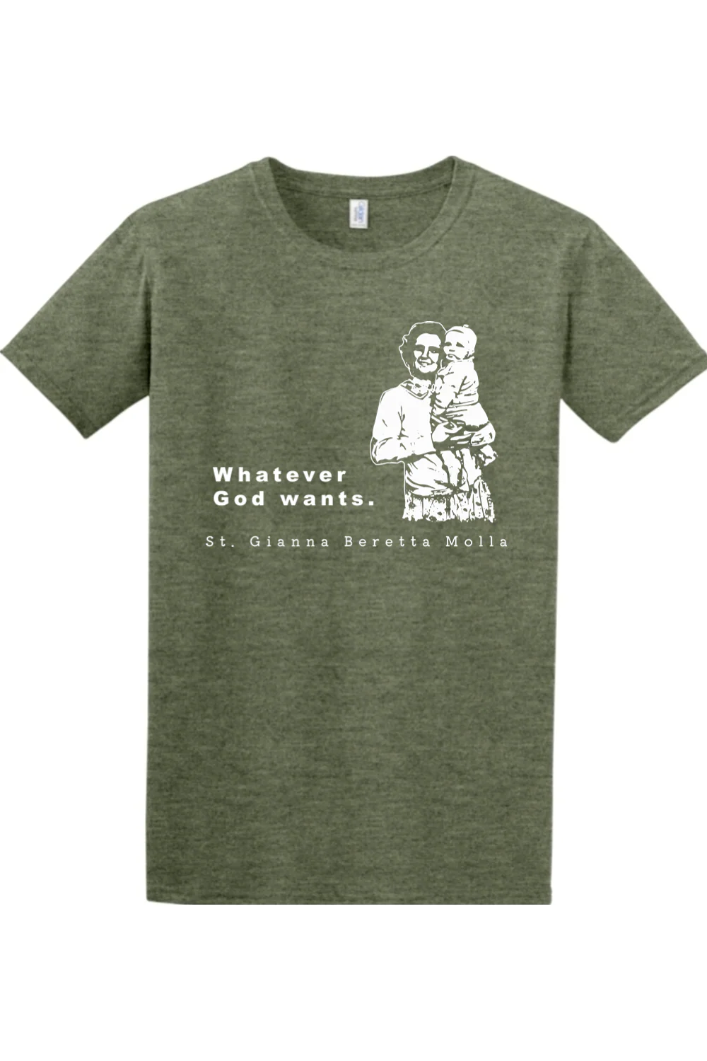Whatever God Wants - St. Gianna Molla Adult T-Shirt - Image 3