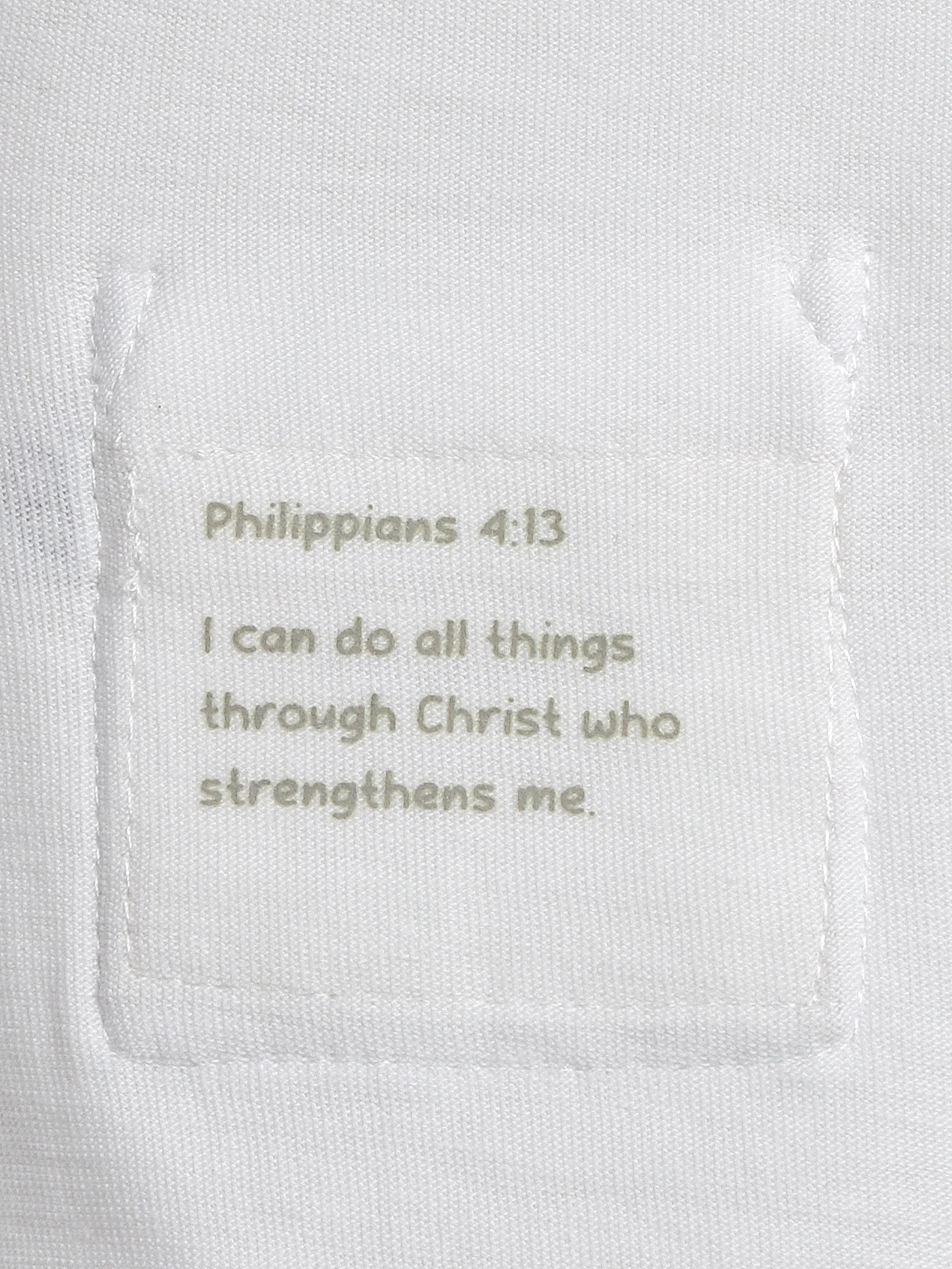 White Prayer Pocket Long Sleeve Bodysuit Cotton - Image 4