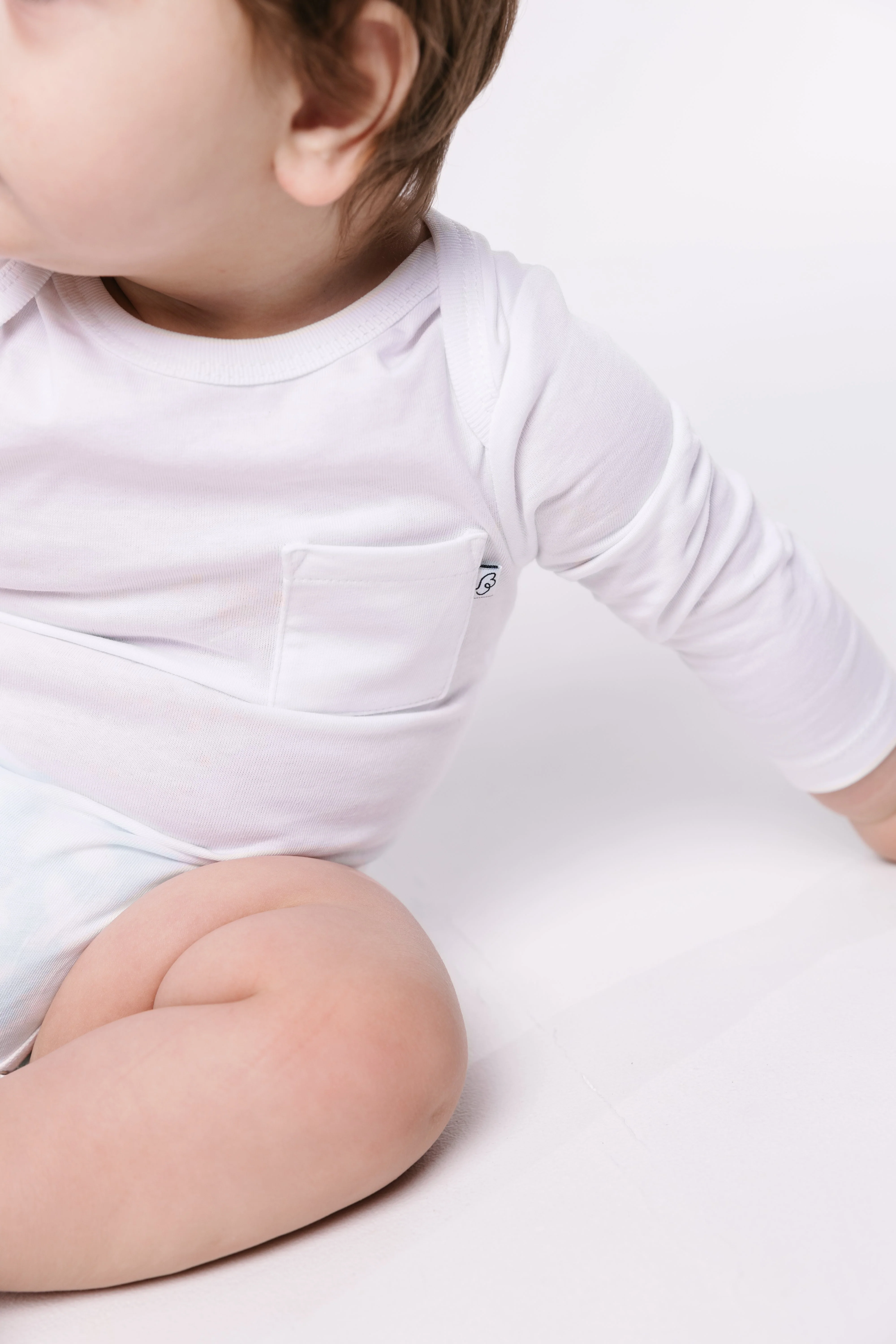 White Prayer Pocket Long Sleeve Bodysuit Cotton - Image 5