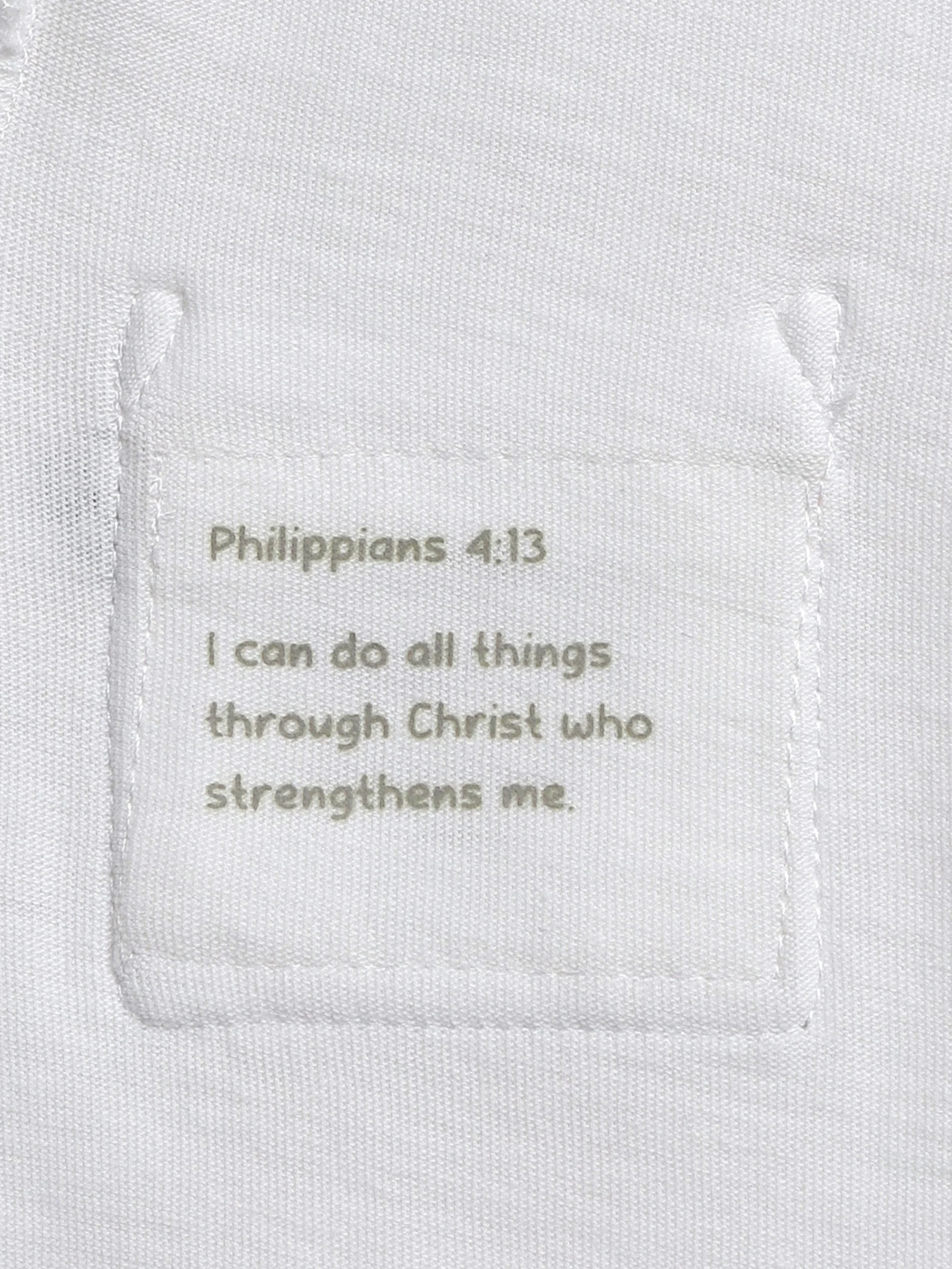 White Prayer Pocket Short Sleeve Bodysuit Cotton - Image 4